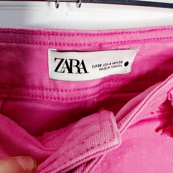 Zara Pink Marine Jeans Size 4 High Waisted Wide Leg - Picture 5 of 8